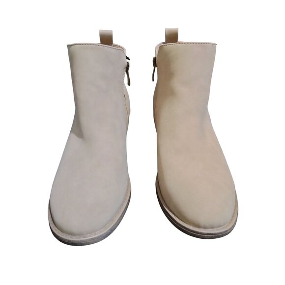 Chic Design Beige Ankle Boots With Zipper Closure Low Heel For Women Size 9.5 - Picture 4 of 10
